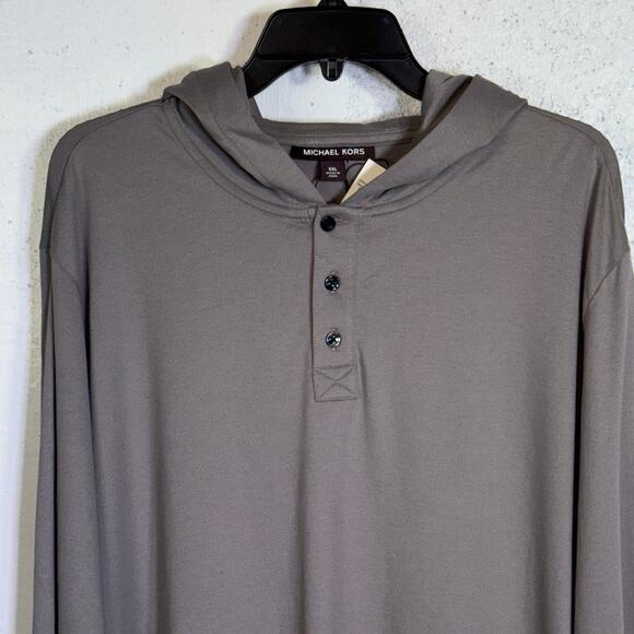 Michael Kors Men’s XXL Hooded Henley Shirt Concrete Gray  XXL $125 - Picture 4 of 6